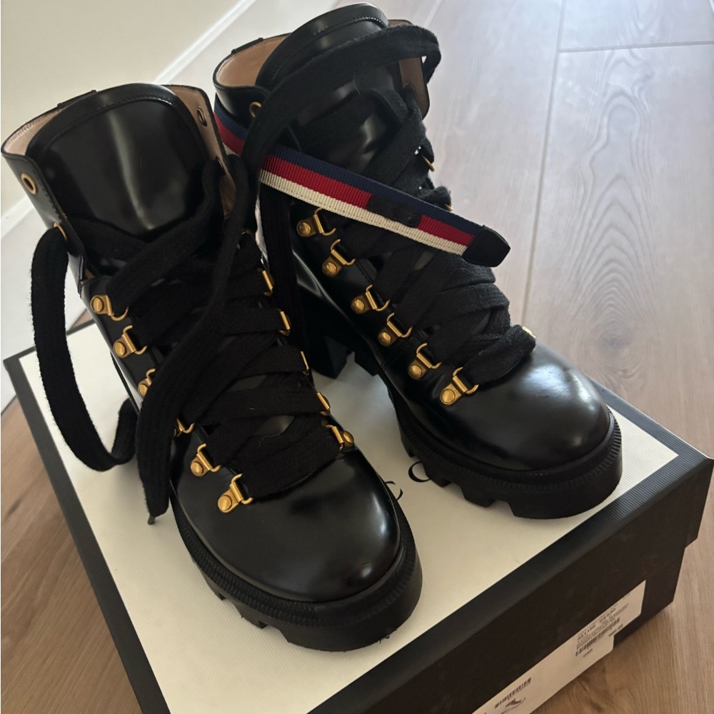 Gucci Black Combat Moto Boots Sleek and Durable